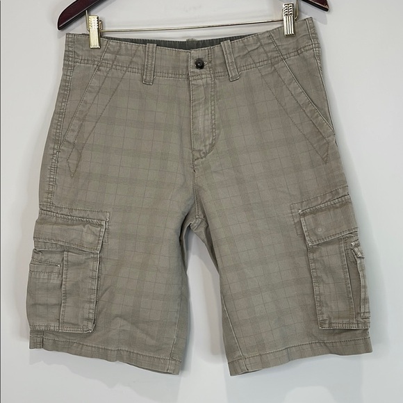 BC Clothing Men's Cargo Shorts Tan Plaid Pockets Cotton Size 32 - Picture 10 of 10